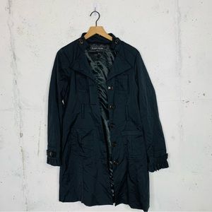 Blank Noir Button Down Trench Coat Jacket